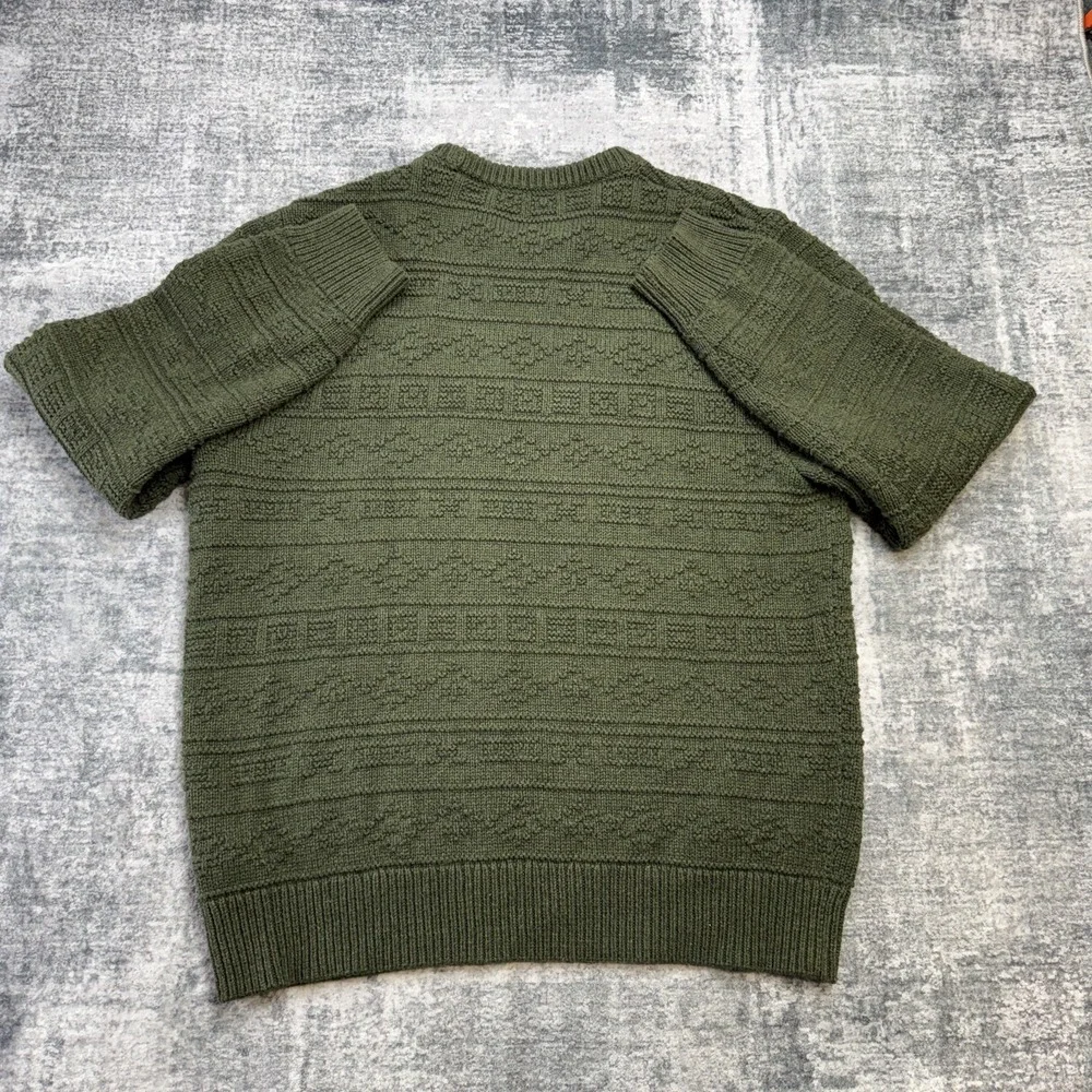 J Crew Sweater Mens XL Green Guernsey Stitch Textured Knit Fisherman Crewneck - Picture 7 of 9